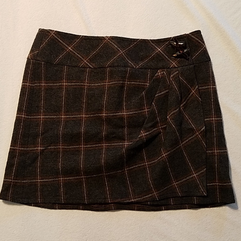 Nanette Lepore wool plaid wrap skirt